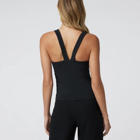 Vuori Plie Tank, in black heather, size S, built-in bra, removable pads - Picture 2 of 4